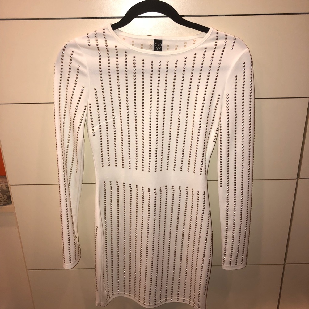White Studded Bodycon Dress